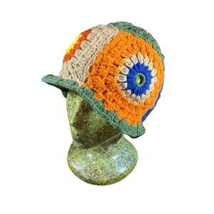 Vintage 80s Handmade Crochet Knit Hat